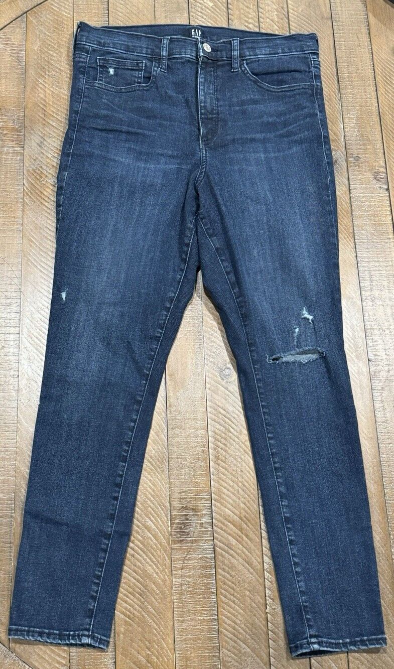 GAP Favorite Jegging Jeans -Women's Size 32 - Low Rise Dark Wash Distressed